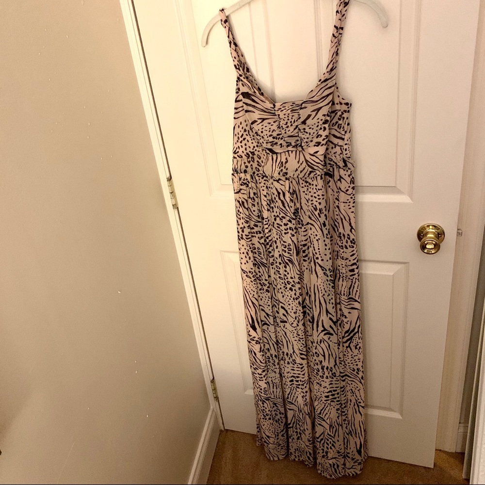 H&M Blush/Cream Zebra Mesh Knit Maxi sz L